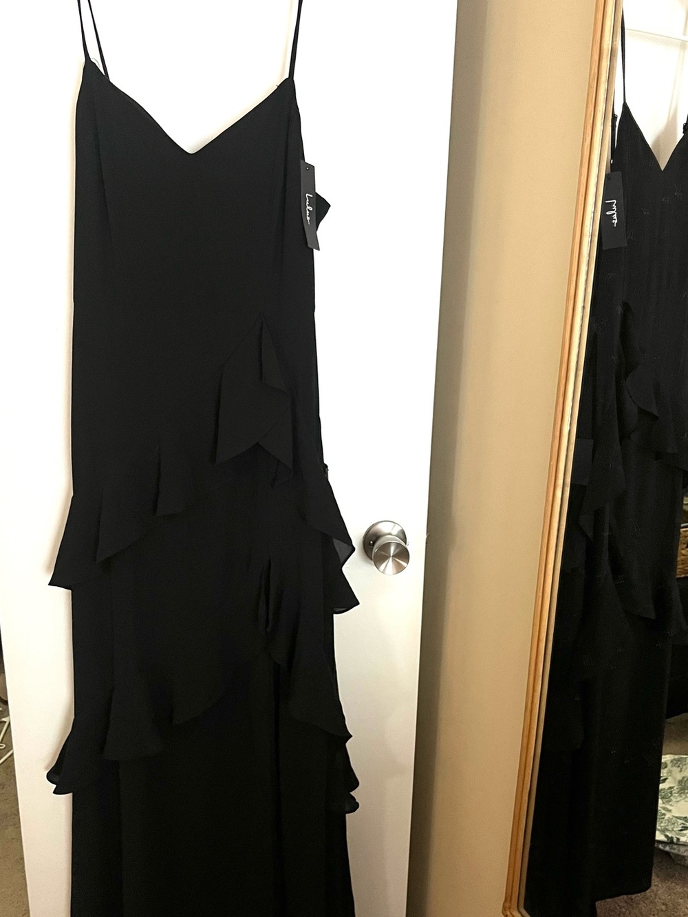 Black Ruffled Slip Dress - Elegant Women's Evening Dress